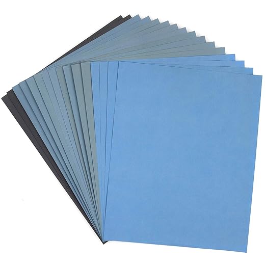 9x11 inch 16 Sheets Sandpaper, Wet or Dry 2000-10000 Grit 8 Assortment Sand Paper, Extra Fine Abrasive Pads for Automotive Sanding, Wood Turing Finishing, Metal Furniture Polishing and More