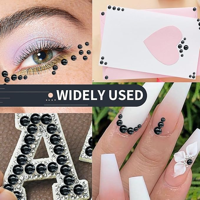 3090 Pcs 4 Sheets Rhinestone Stickers 3/4/5/6 mm Self Adhesive Craft Rhinestones Gems for Face Eyes Makeup Hair Body (Black-3/4/5/6mm)