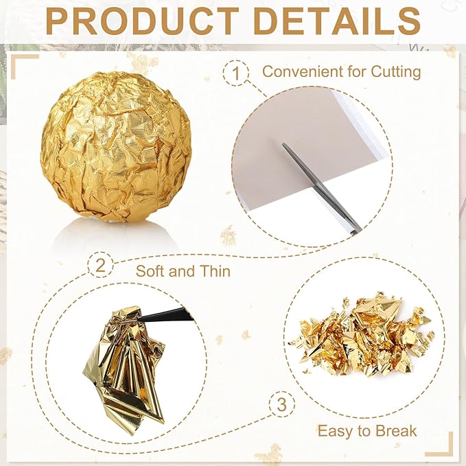 PATIKIL Gold Leaf Sheets for Art 3.7" x 3.4", 100 Pcs Gold Foil Sheet Metallic Leaf Papers for DIY Crafts Resin Furniture Nails Paintings Home Decoration, Light Silver