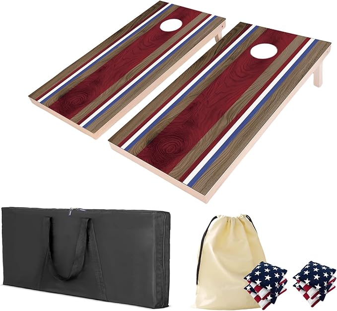 4×2FT Cornhole Board Set,Wooden Corn Hole Games for Adults Bean Bag Toss Game Set, with Corn Hole Bags Set 8,2 Cornhole Boards and a Carrying Case for Wedding/Party/Outdoor/Hiking/Yard