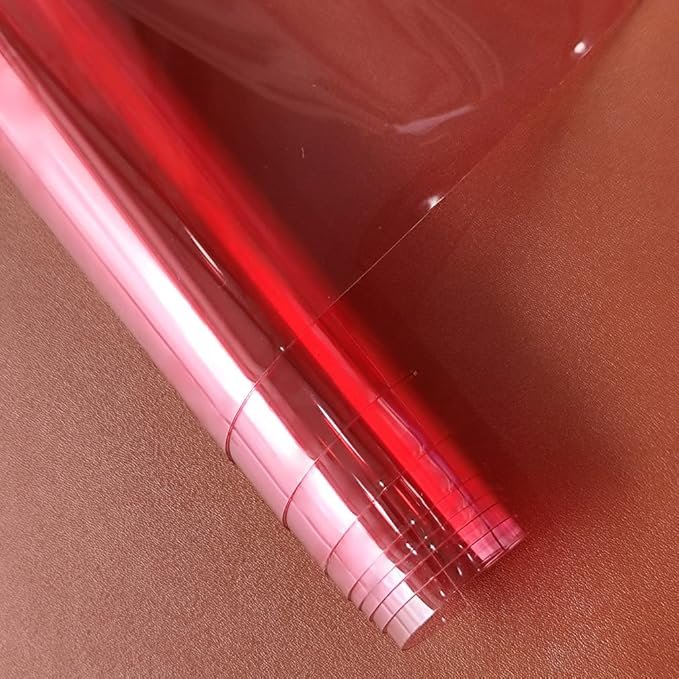 HYANG Light Pink Transparent PVC Super Clear Holographic Vinyl Faux Leather Sheets 1 Roll 12" x 47" (30cm x 120cm) for DIY Bows Earrings Bags DIY Crafts Making