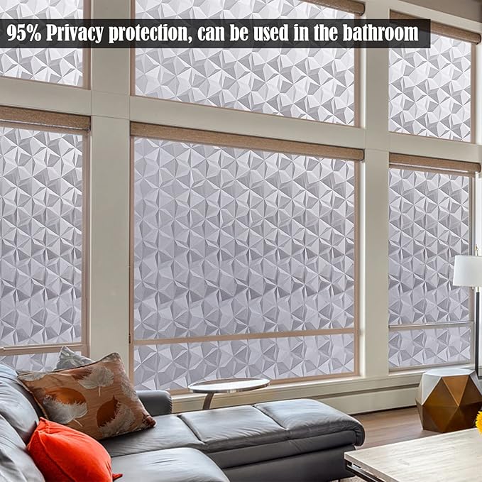 Niviy 3D No Glue Static Cling Window Films Privacy Cut Glass Window Sticker for Bathroom Office Kitchen Window Decor 11.8"x 78.7", Frosted