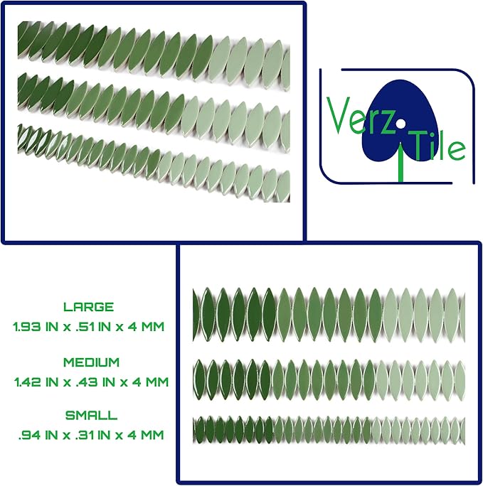 VerzTile Mosaic Tiles for Crafts - Petal Shaped Ceramic Tile Craft Hobbies & Art Projects 39 Color Options Endless Creativity DIY Design (Dark Green Mix)