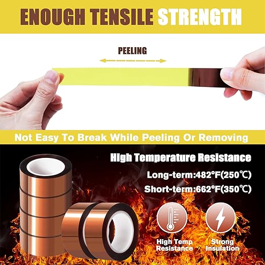 6 Rolls 20mm x16m(52FT) Heat Tape High Temperature Heat Resistant Tape Heat Transfer Tape for Heat Sublimation Press Vinyl,No Residue