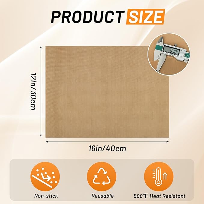 Svaldo Teflon Sheets for Heat Press, 10 Pack, 12x16 Heat Press Paper for T Shirts, Hat, Reusable Non Stick PTFE Teflon Sheet, Iron Transfer Paper for Sublimation Machine, Craft & Baking