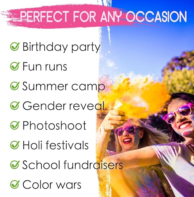 ARELUX Color Powder Balls-48 Packs Holi Powder Colors Chalk Balls,200+ Throws Each Chalk Bomb,Family Activiies Outdoor for Color Run Photography,Party Games,Friends Photoshoot,Birthday,Festival