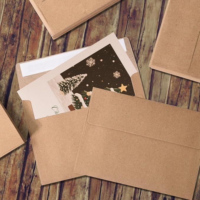 Keketer A7 Kraft 5x7 Envelopes 50 Pack Self - Seal, for 5x7 Cards, Weddings, Invitations, Baby Shower 5.25 x 7.25 Inches