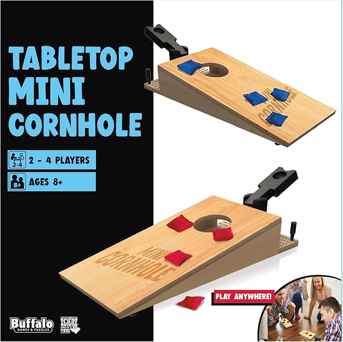 Buffalo Games - Tabletop Mini Cornhole - Dexterity Skill Game - Toss Across - Competative Two Player - On The Go Game - Ages 8 and Up