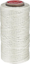 uxcell Flat Leather Sewing Waxed Thread, 140m / 153 Yards Polyester Wax String, 300D Wax Stitching Cord for Leather Crafts, Bookbinding, Bracelets Braided, Milky White