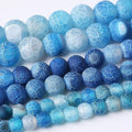 32PCS 12MM Blue Frosted Agate Stone Beads Energy Healing Beads for DIY Jewelry Bracelet Necklace Making for Jewelry Making15Inch