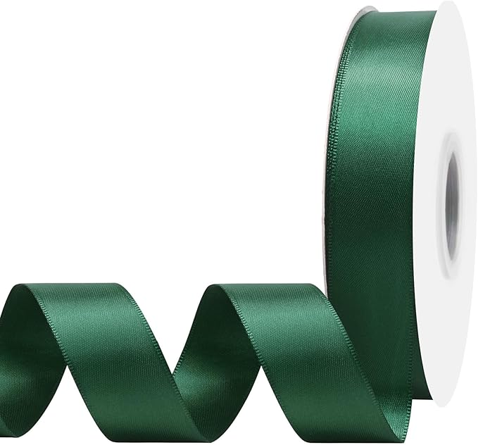 Spruce Satin Ribbon 1 Inch X 50 Yards Solid Color Double Faced Ribbons Perfect for Crafts Wedding Decor Bow Making Arts Sewing and More