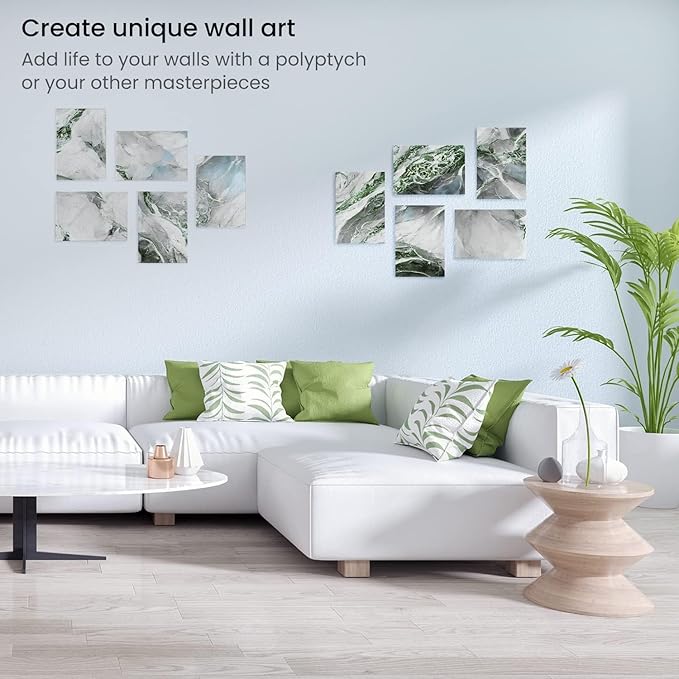 ARTEZA Canvas Boards for Painting, 12 x 12 Inches, Pack of 14, Blank White Square Canvas Panels for Acrylic, Oil and Gouache Painting