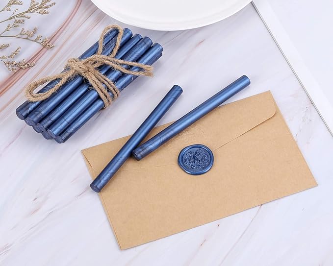 Yoption 15 Pieces Glue Gun Sealing Wax Sticks for Wax Seal Stamp, Great for Wedding Invitations, Cards, Envelopes (Blue)