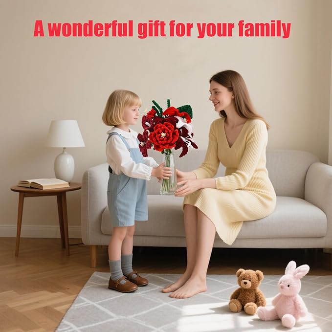LansinLife 400 Pcs Pipe Cleaners Craft Set, 5 Assorted Red Pipe Cleaners Bulk, Chenille Stems for DIY Flower Making Kit with Floral Stems, Gardening Tape, Stamen, Ribbon for DIY Bouquet Gift (Red)