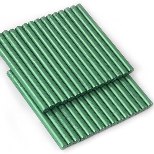Pine Green Wax Seal Sticks, 30pcs Sealing Wax Sticks, HOSEALING Glue Gun Wax Seal Sticks for Wax Seal Stamp, Premium Sealing Wax for Wedding Invitations, Letter, Envelope (Mini Size)
