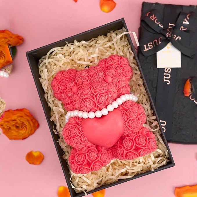 Extra Large Rose Bear Silicone Molds,3D Teddy Bear Candle Making Molds,Epoxy Resin Molds,for DIY Handmade Soaps, Women Gifts,Valentine Gifts, Birthday Gifts,Wedding Gift,Home Decor Crafts