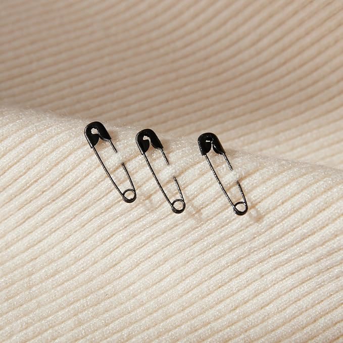1000PCS Safety Pins, 0.75In/19mm Small Fastening Pins, Rust Resistant Nickel Plated Steel Set for Crafting, Sewing, Jewelry Making Fabric, Rimming Fastening Clip Button for Garment Hang Tag (Black)