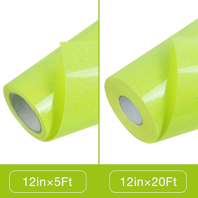 TORC Yellow Glitter HTV Heat Transfer Vinyl Large Roll 12 inch x 20 ft Sparkly Iron on Vinyl for T Shirts Crafts