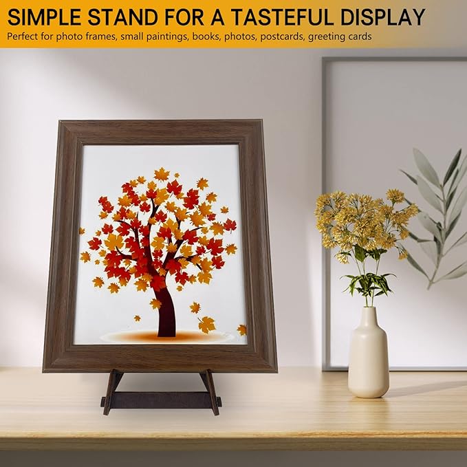 2 Pack 8 Inch Wooden Plate Stands for Display - Plate & Picture Frame Holder for Books, Photos, Plaque, Bowl | Tabletop Decorative Stand