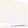 Self Adhesive Face Gems and Pearls for Makeup, Festival Jewels, Hair Gems Pearls, 3/4/5/6/8 mm Round Rhinestone Stickers for Face, Eye, Makeup, Body, Crafts 591Pcs (03_Beige Pearl)