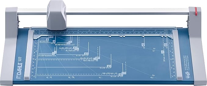Dahle 507 Personal Rotary Trimmer, 12" Cut Length, 7 Sheet Capacity, Self-Sharpening, Automatic Clamp, German Engineered Paper Cutter