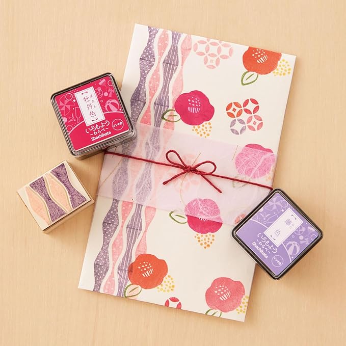 IROMOYO WARABE Stamp PAD, Small Traditional Japanese Ink Colour, Oil-Based Ink pad - Pale Pink