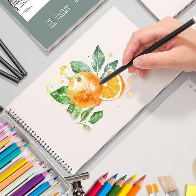 12 Pack Sketch Book, 9 x 12 Inch Sketchbook, 68lb/100gsm Top Spiral Bound Sketch Pad, Acid Free Art Supplies Drawing Painting Sketching Paper for Kids, Adults, Beginners, Artists (30 Sheets Each)