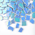 0.78"-1.57" Irregular Ceramics Mosaic Tiles,1.1LB Mosaic Pieces Stones for Home Decoration DIY Craft Plates Flowerpots Vases Cups Mosaic Making Supplies (Iridescent Sky Blue)