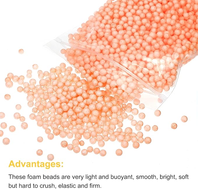 MECCANIXITY Foam Beads Foam Balls 7-9mm for Wedding and Party Decorations, Tiny Packing Balls, Arts DIY Crafts Supplies (Orange,1 Pack Approx 3000pcs)