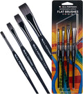 WA Portman Flat Paint Brushes 4pc Set - 100% Vegan, Cruelty-Free Artist Paint Brushes for Acrylic Painting and Watercolor Painting - Professional Art Brush Set with Triangular Comfort Grip