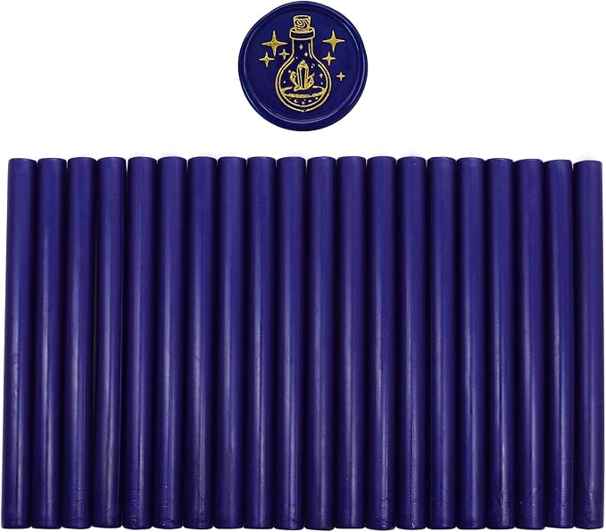 SWANGSA 20 Pieces Glue Gun Sealing Wax Sticks Starry Blue for Wax Seal Stamp, Great for Wedding Invitations, Cards, Envelopes, Wine Packages, Gift Wrapping (Starry Blue)