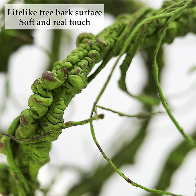 118 inch Big Artificial Green Tree Branches Ivy Grapevine Garland Fake Tree Trunk Wall Door Hanging Plants Twigs Moss for Garden Home Wedding Outdoor Jungle Leaves Room Decoration