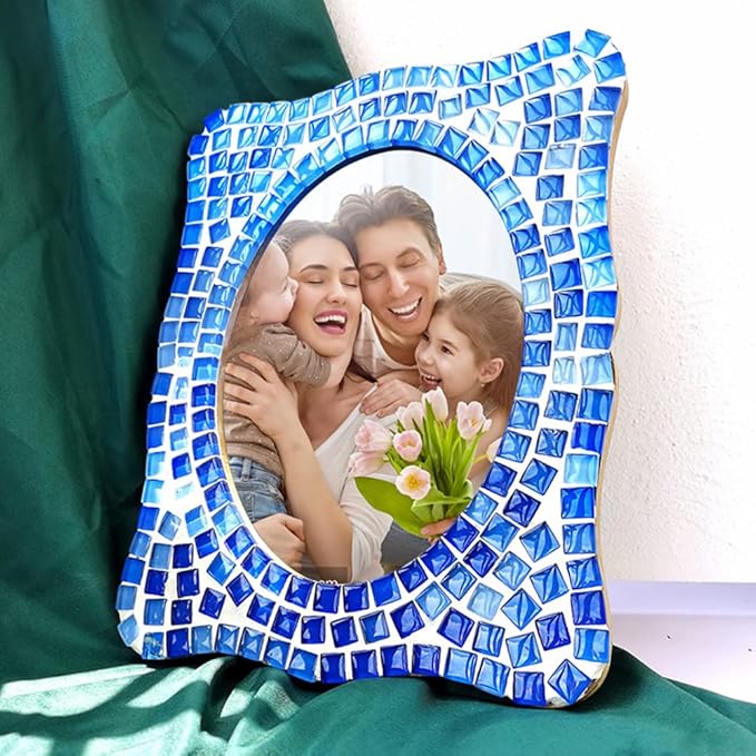 BigOtters Glass Mosaic Tiles 0.3LB, 4 Shapes Stained Glass Pieces for DIY Crafts, Home Decor, Art Projects, Window & Mirror Decorations