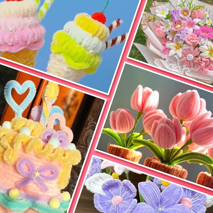 IOOLEEM Pipe Cleaners, 200pcs Dark Coffee, Flower Making Arts and Craft Supplies, Ideas for Art Project Activity.
