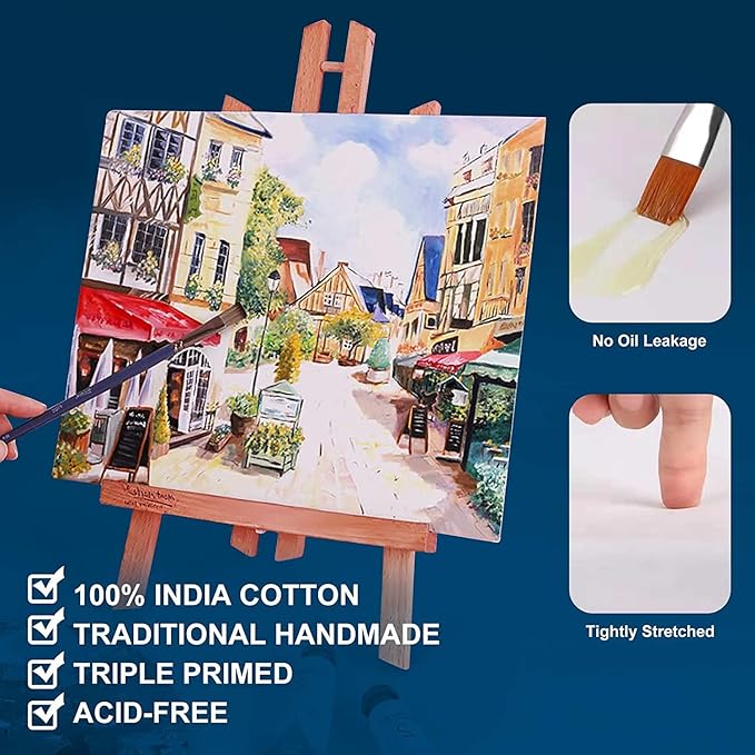 Stretched Canvases for Painting 24x36 Inch 4-Pack, 12.3 oz Triple Primed Acid-Free 100% Cotton Blank Canvas, Art Canvases for Oil Paint Acrylics Pouring & Wet Art Media, Pour Painting