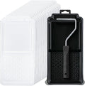 Bates- 4 Inch Paint Tray Set, 22 pcs, 1x 4 Inch Paint Roller Tray, 20x Disposable Plastic Liners & 1x Roller Frame