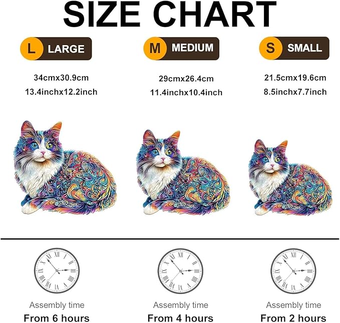 Lazy Cute Cat Puzzles Adults Gifts Wooden 175 Pieces 11.4 * 10.4in