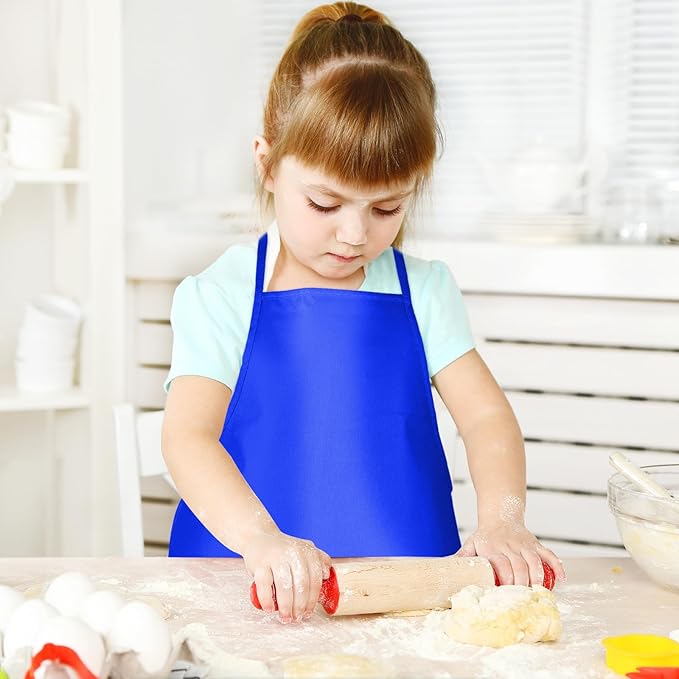 CHRORINE 6/12/24 Pack Kids Painting Apron Toddler Art Aprons for Kids Paint Apron Smock for Painting Cooking Craft Activity