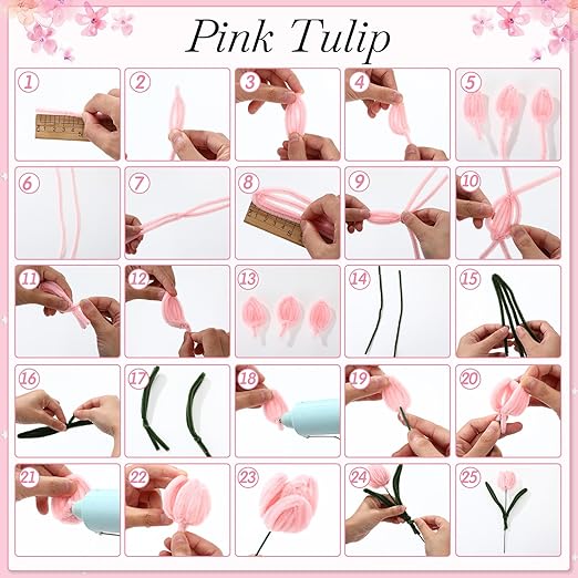 DaisyInner 700 Pcs Halloween Fall Pipe Cleaners Craft Bulk Pastel Chenille Stems Flower DIY Gradient Colored Fluffy for School Classroom Thanksgiving Christmas Party Supplies(Pink,Green)