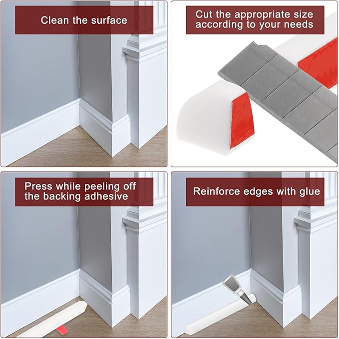 uxcell Flexible Molding Trim, 118 Inch Flexible Quarter Round Molding Silicone Peel and Stick Trim Self Adhesive Shower Water Barrier for Corner Decor Bathroom Kitchen, Black