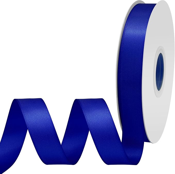 Coblt Blue Satin Ribbon 3/4" X 50 Yards Solid Color Double Faced Ribbons Perfect for Crafts Wedding Decor Bow Making Arts Sewing and More