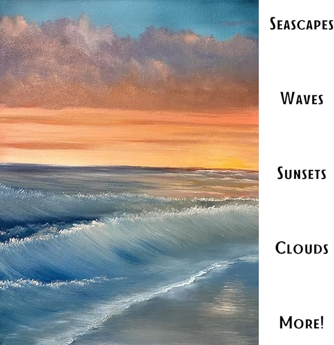 10 Piece Landscape Brush Set, for Wet on Wet Painting: 2 Inch, 1 Inch, 1 Inch Oval, 4 & 6 Fan, Filbert, 2 Palette Knives, Liner, Mop Blender - Adam Lashley