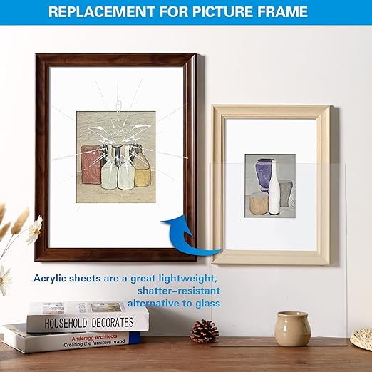 10 Pack 7.87x9.84 Clear Acrylic Sheet 1mm Thick, Clear Plexiglass Sheet 20x25cm, Plastic Plexiglass Board Acrylic Board for Wall Crafts Glass Picture Frame DIY Projects Signs and Painting