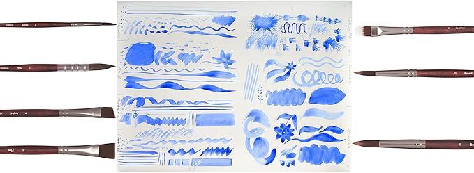 Professional Synthetic Brush Set for Acrylics - 17-Piece Artist Water Media Paint Brushes for Acrylics, Watercolor, Gouache. Beginner-Friendly with Great Flow Control and Snap - Verbena Set by ZenART