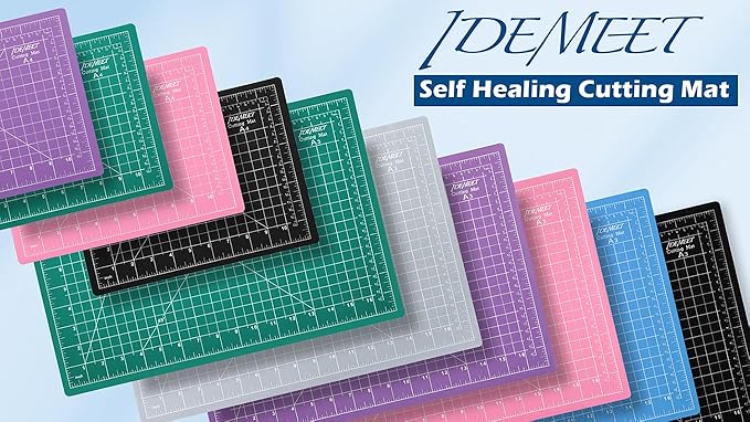 Density-upgraded 18"x12" Self Healing Cutting Mat, Idemeet Rotary Sewing Mat for Crafts, 5-Ply Blade Table Protector Cut Board for Fabric Leather Cutting Quilting Modeling Hobby Project, A3, Black