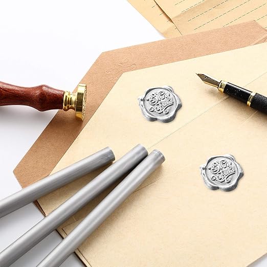 Nuanchu 15 Pcs Glue Gun Sealing Wax Sticks Retro Vintage Wax Sticks for Seal Stamp and Letter for Wedding Invitations Card Envelope Christmas Holiday Gift Ideas(Silver)