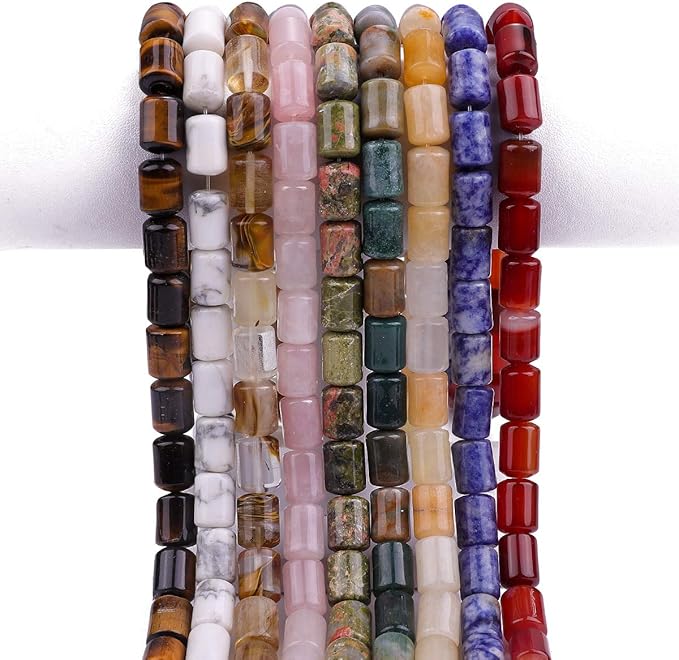 Natural Rose Quartz Crystal Cylinder Stone Loose Semi Gemstone Beads for Jewelry Making 10mmx14mm 38cm