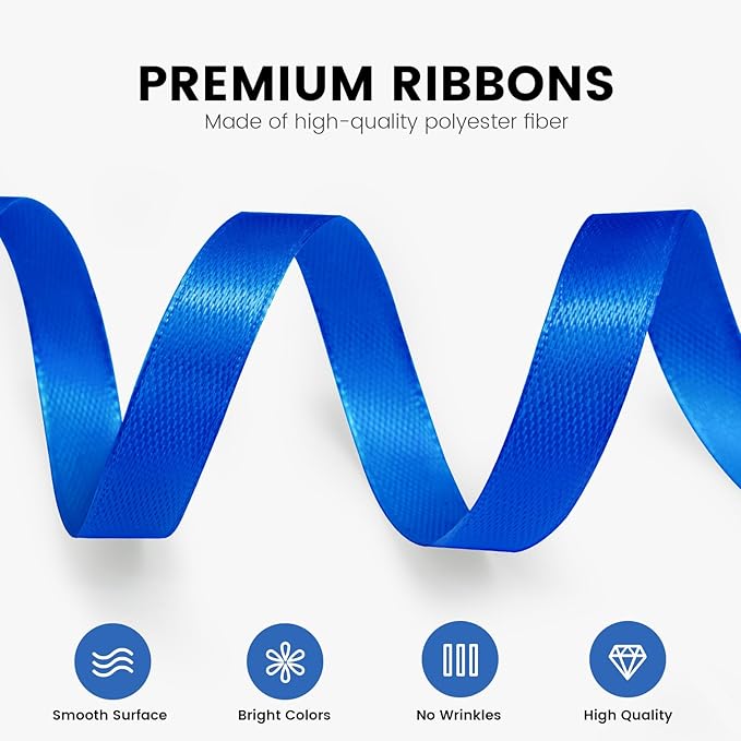 3/8" x 50 Yards Satin Ribbon - Royal Blue Silk Ribbon with Spool - Ideal for Gift Wrapping, Floral Bouquets, Crafts, Wedding Party Decorations, Christmas and Sewing Projects