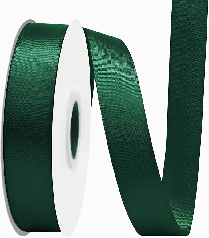 Spruce Satin Ribbon 7/8" X 50 Yards Solid Color Double Faced Ribbons Perfect for Crafts Wedding Decor Bow Making Arts Sewing and More