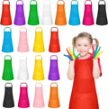 PLULON 10 Pcs Kids Apron Set Adjustable Children Art Aprons with 2 Pockets Artist Apron Bulk for Baking Painting Cooking Activity - 10 Colors